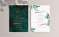 Free PSD | Wedding invitation and menu template with beautiful leaves