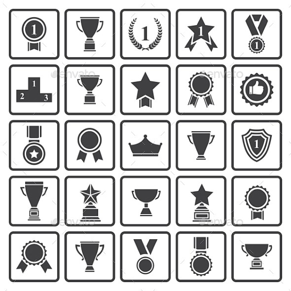 黑色奖励图标——Web元素矢量Black Awards Icons - Web Elements Vectors成就,奖励,黑色,冠军,竞争 ...