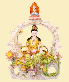 壹鸣佛记 德化瓷 水月全月自在观音 林建胜大师制 祈福佛台摆件-淘宝网