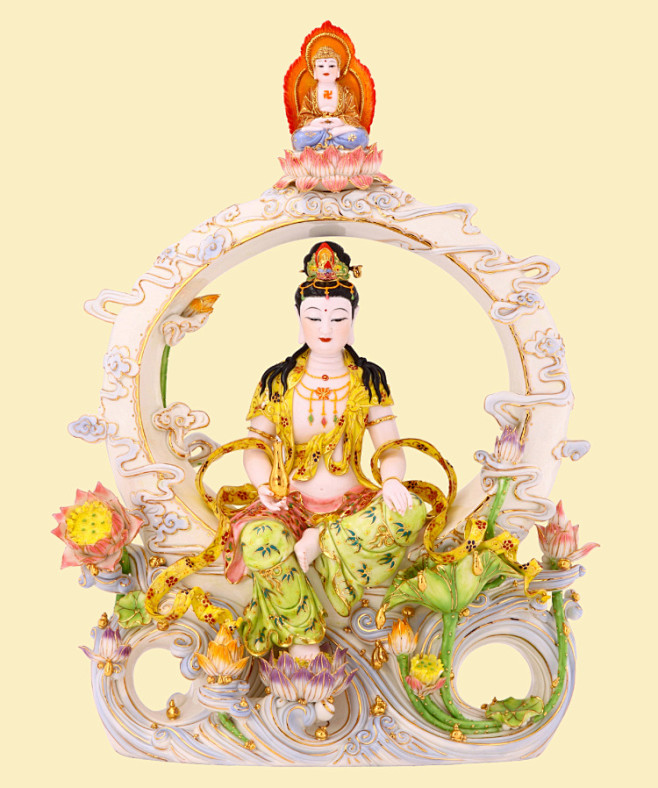 壹鸣佛记德化瓷水月全月自在观音林建胜大师制祈福佛台摆件淘宝网