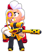 Belle : Belle is a Chromatic Brawler who could be unlocked as a Brawl Pass reward at Tier 30 in Season 6: The Goldarm Gang, or can be obtained from boxes after reaching Tier 30 in the Season 6 Brawl Pass. She has low health but a moderately high damage ou