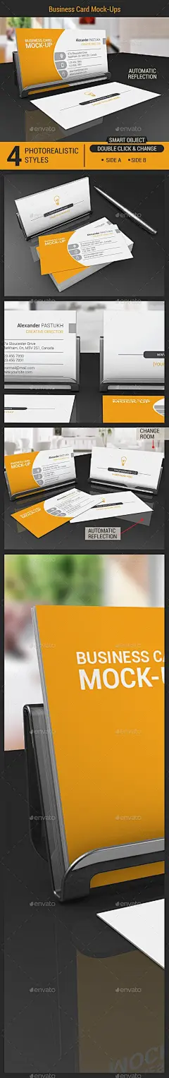 名片企业形象卡片办公用品展示效果图VI智能图层PS样机素材 Business Card Mock-Ups - 南岸设计网 nananps.com