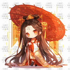 AI绘图小尾巴封面设计采集到AI绘图-Q版古代