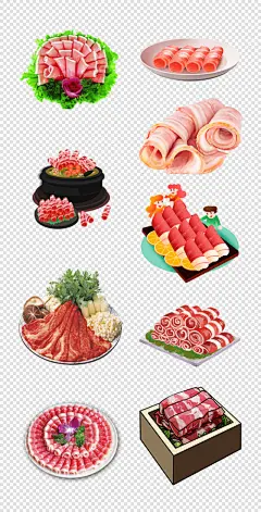 羊肉卷   肉类  主食   蔬菜  拼盘   插画   PNG免扣设计素材  - 源文件