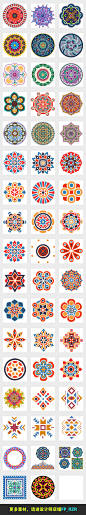 50款中国风圆形复古花纹图案民族花纹图案PNG装饰素材