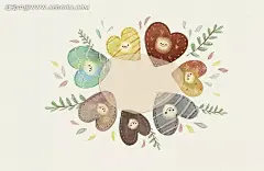 手绘爱心笑脸插画PSD分层素材|PSD素材|爱心|爱心世界|爱心笑脸|粉色心形|花边|花边素材|花纹|花纹素材|卡通插画素材|色彩丰富|手绘心形|树枝|椭圆|笑脸|心形|心形插画|绚丽多彩的爱心