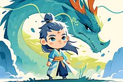 手绘敖丙人物插画