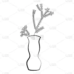 花的花瓶涂鸦。花开的春花手绘。小的花。室内用花卉装饰的插画花瓶
