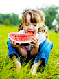 Girl eating watermelon