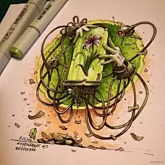 一组超炫酷纸上3D骷髅和机甲插画