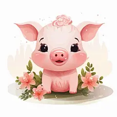 可爱卡通小猪插画矢量图设计素材