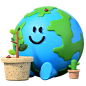 Earth Planting tree 3D Illustration