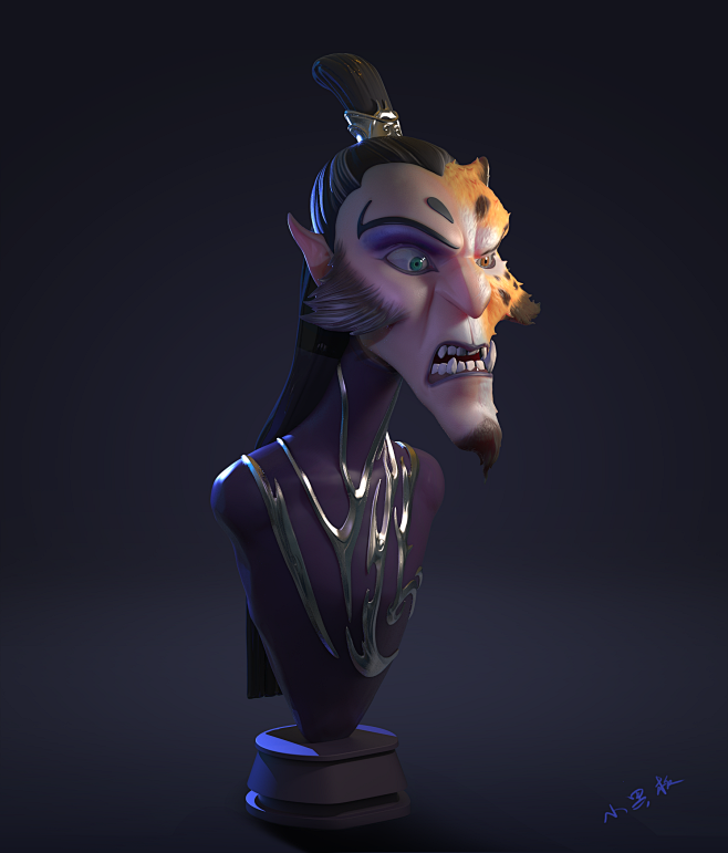 19年做的申公豹，zbrush雕刻，ke_小黑板作品_角色/人物/生物_CG模型网