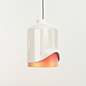 WOMA - hanging lamp - : Originada de la idea de descontextualizar objetos cotidianos y convertirlos en piezas únicas. Resalta el contraste de materiales texturas y colores.