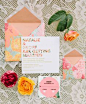 colourful floral and type invitation