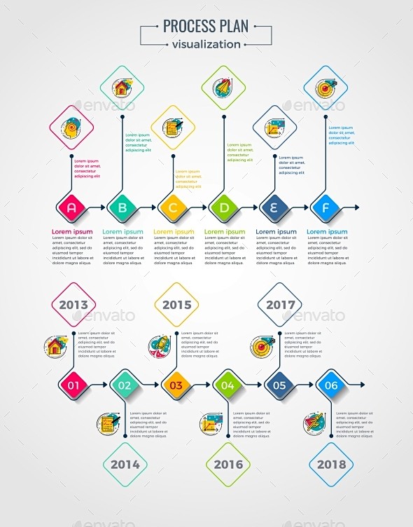 过程可视化模板——信息图Process Visualization Template - Infographics 旗帜、横幅、业务、图表 ...