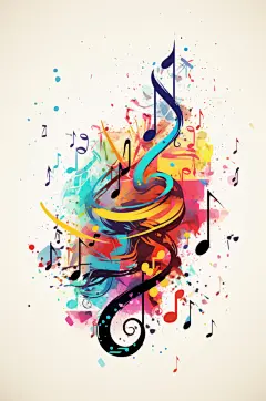 AI数字艺术音乐乐符乐谱元素插画