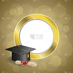 背景米色教育毕业帽文凭蝴蝶结金圈框