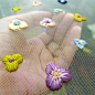 Here you go... A handful of tiny #flowers | wishing all a lovely weekend... #needlework #silk #thread #handembroidery #embellishments #fashion and #bridal