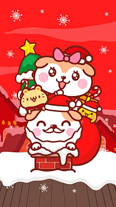 可爱秋田君圣诞插画手机壁纸3