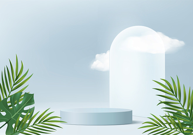比格素材-夏日3D植物光影矢量背景图 (...