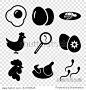 Egg icons set. set of 9 egg filled icons such as chicken, rooster, search sperm