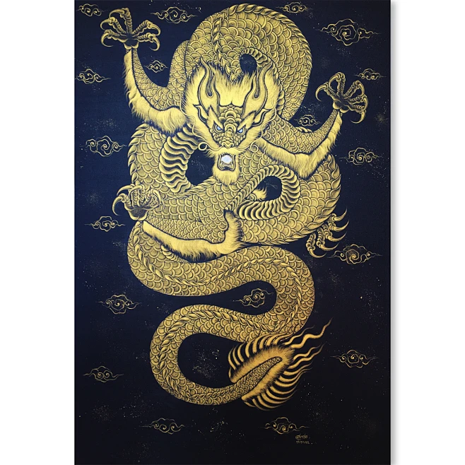 金龙画龙画龙墙艺术中国龙画日本龙画龙画在画上-花瓣网
