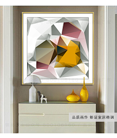 锦尚526名画采集到锦尚晶瓷画 欧式创意抽象几何壁画现代简约客厅装饰画样板间挂画