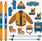 橘色蓝色冬季运动装备_新图网 https://ixintu.com 矢量png 运动装备 橘色蓝色 冬季运动 滑雪装备 滑冰装备