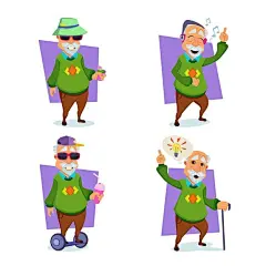 可爱的老人表情包矢量图设计素材