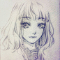 动漫女孩线稿
作者：插画师 Myzucass ​via @插画印象 ​​​​