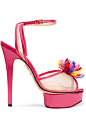 Charlotte Olympia - x Barbie® Pomeline 漆皮网布凉鞋 : Charlotte Olympia x Barbie® 合作系列
 鞋跟高约 14.5 厘米
 粉色漆皮，米色网布
 搭扣踝带
 意大利制造