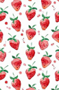 草莓、手机壁纸、平铺、水果、简约、小清新