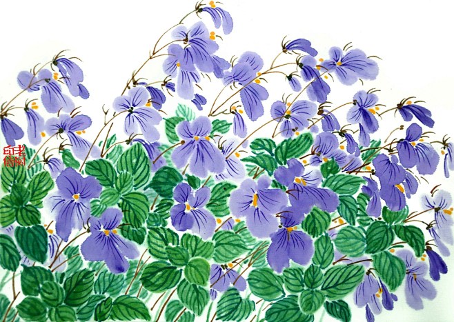 「 老树画画 」. 依山多红粉，临水又紫...