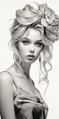 beautiful girl, drawing, realistic by Oliver Gal