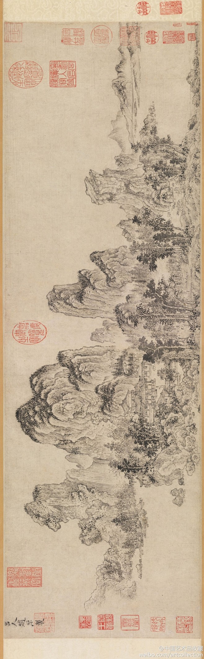 #山水画#【 元 赵原 《仿燕文贵山水图...