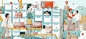 branding  decoration Emans ILLUSTRATION  industry light Mural vector wall Workers