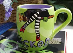 外贸手绘陶瓷 可爱万圣节风格马克杯 水杯 小魔女 礼盒装