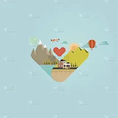 色彩矢量平面景观，城市插图