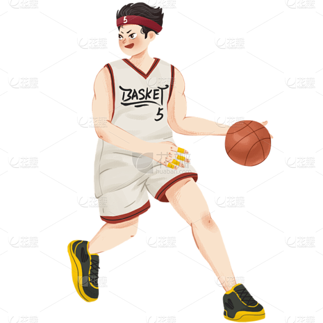手绘-青少年篮球运动员人物插画5