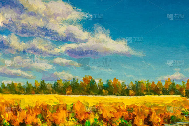 秋天的画。秋季艺术品。Autumnal公园的例子。秋天的树和树叶在阳光下.秋景
