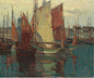 Edgar Alwin Payne Fishing Boats in the Harbor signed Edgar Payne, l.l. oil on canvas 25 by 3