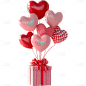 情人节3D立体C4D爱心气球礼物情人节元素素材