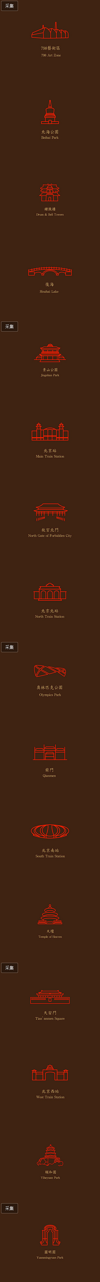 北京旅游景点的地标图标/建筑标志设计/建...