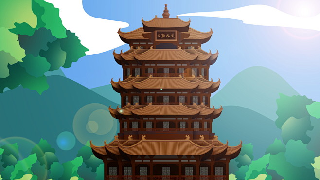 中国风建筑插画