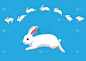 白兔跳跃运动动画序列卡通矢量插图