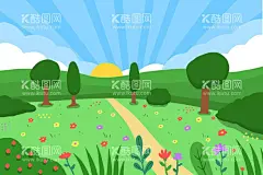 矢量春天背景   - 源文件下载【酷图网】矢量春天背景,春天风景壁纸,春天壁纸,绿色背景,大自然,清新,景色,自然季节,春季,四季,插图,卡通,风景地形,