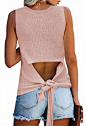 Cutiefox Women&#;39s Knit Tank Tops Sleeveless Summer Loose Tie Back Casual Vest Shirts Blouses