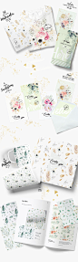 Tenderness Instant. Watercolor Bundle. : This is floral summer & spring watercolor bundle includes hand drawn floral, greenery and birds elements. Set contains postcards/invitations, patterns, individual elements, wreaths. It is perfect for wedding st