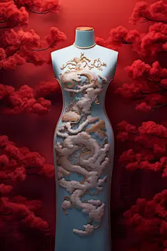 AI数字艺术国风新中式旗袍展示图片-众图网